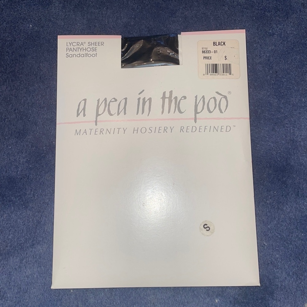 NEW A PEA IN THE POD MATERNITY HOSIERY BLACK SHEER SANDALFOOT PANTYHOSE SMALL